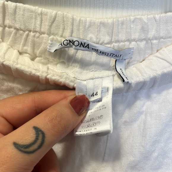 Agnona 100% white linen wide leg pants - Picture 3 of 5